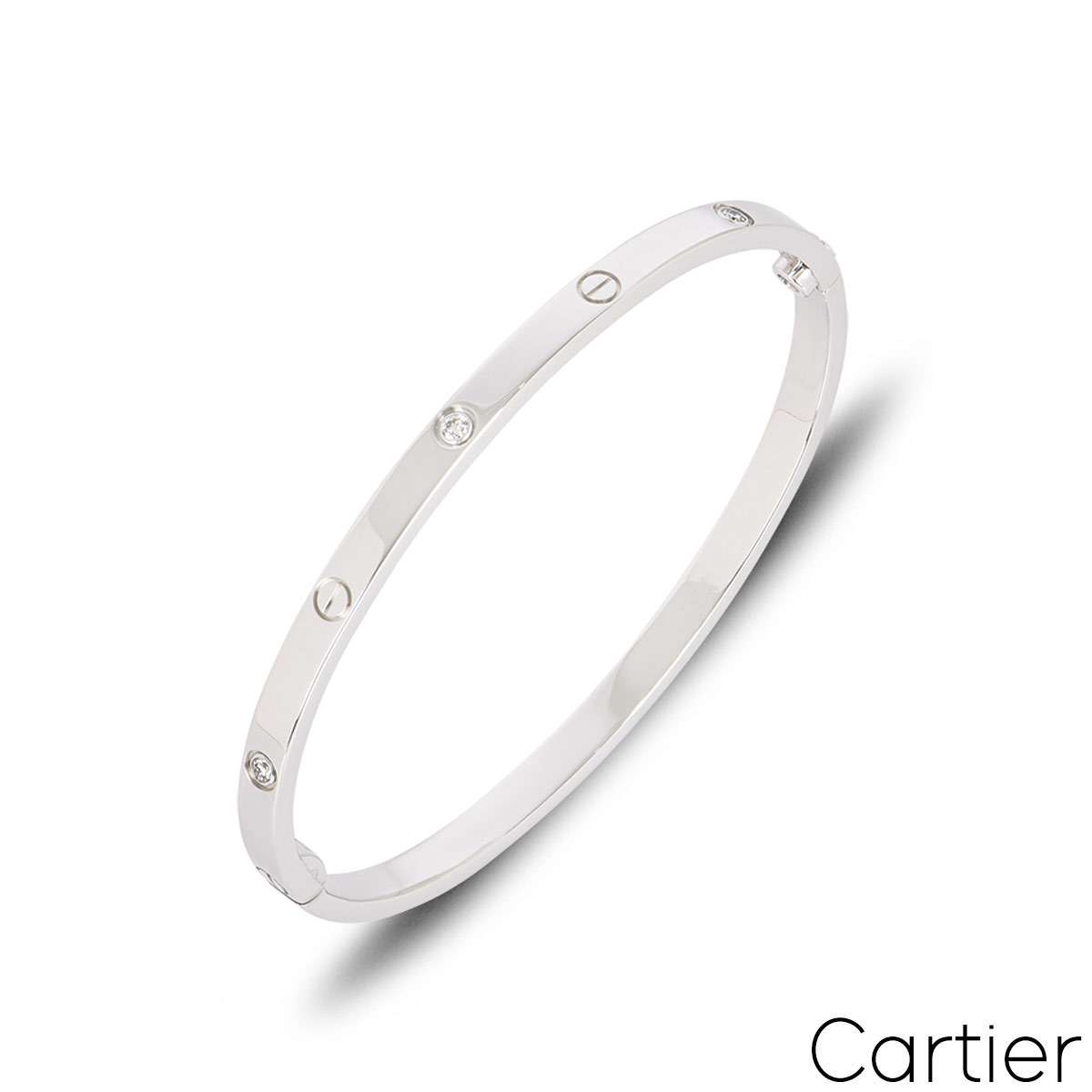 Cartier White Gold 6 Diamond SM Love Bracelet Size 18 B6047718